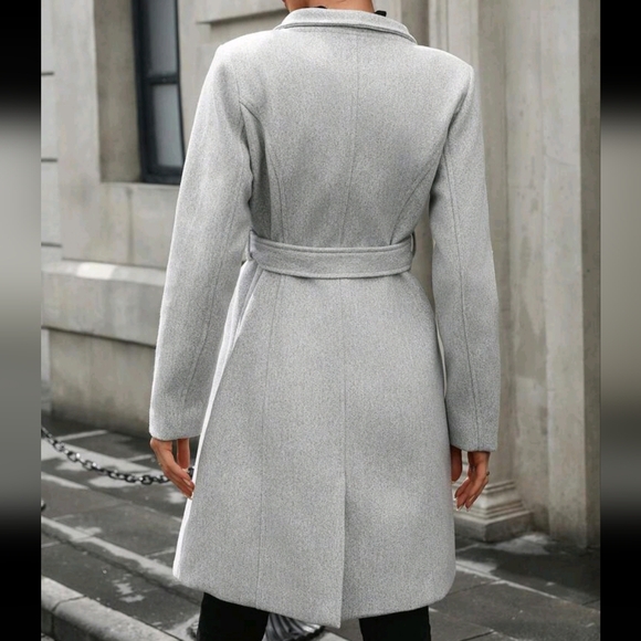 Women's Solid Color Long Sleeve Long Elegant Office Jacket For Fall/Winter - Picture 2 of 4